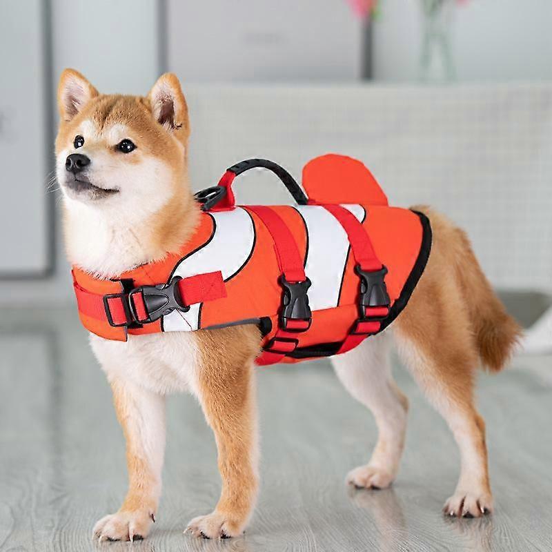 M,clownfish Dog Life Vest,Protective Swimsuit,Reflective Strips,Adjustable Life Vest for Pool,Beach,Boat