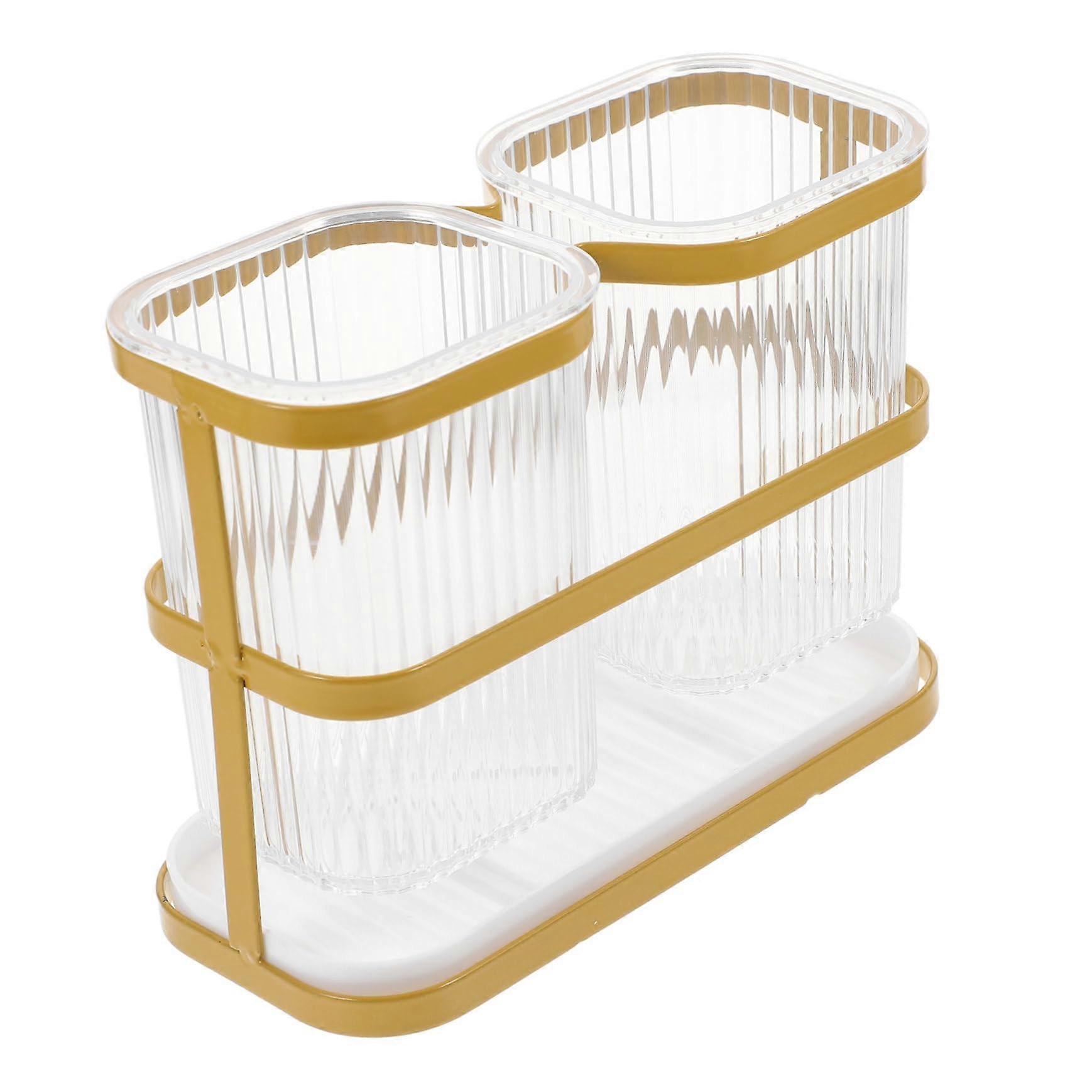 Kitchen Utensil Holder with Cutlery Draining Design, Elegant Multi Utensil Storage for Countertop