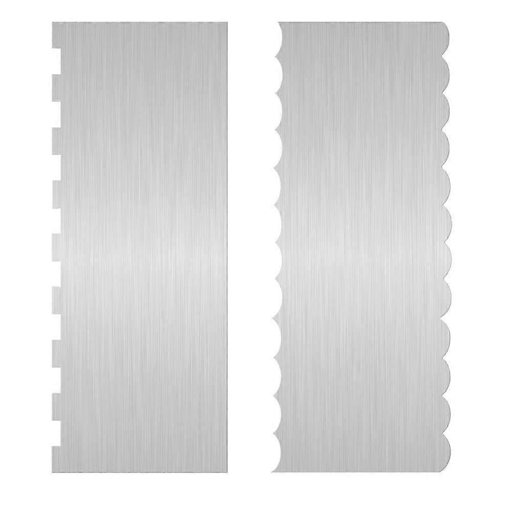 2 Pc Stainless Steel Cake Decorating Scraper Dual Edge Jagged Wave Comb for Smooth Professional Patterns