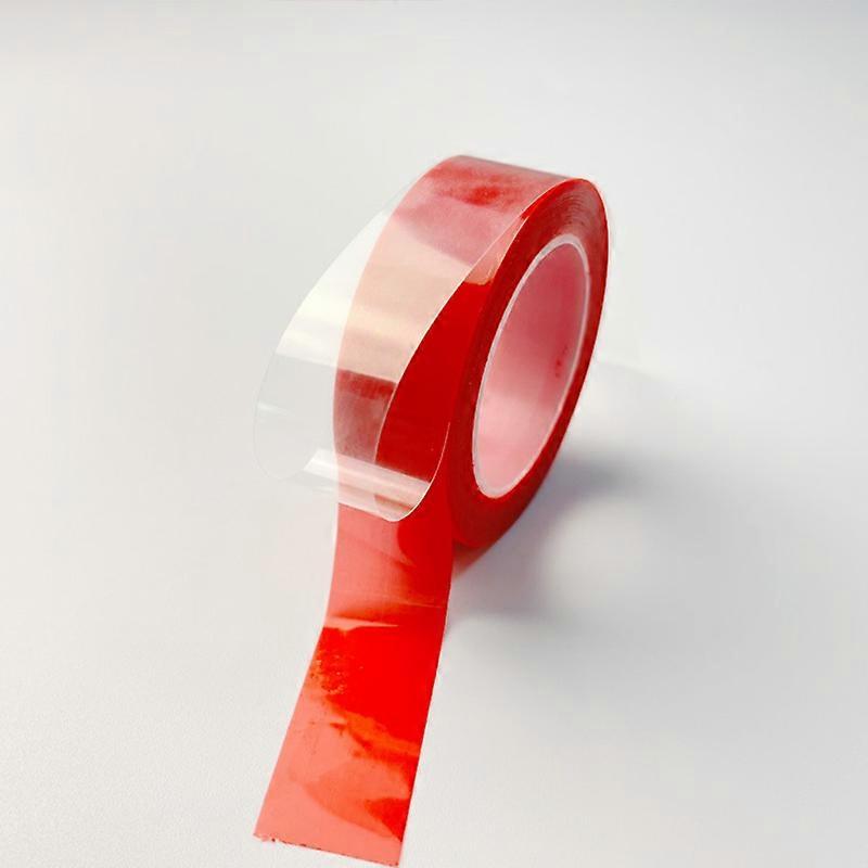 2pc Ultra Thin Transparent Red Film Double Sided Tape With HighTemperature Resistance No Marks Waterproof Adhesion Strong Adhes
