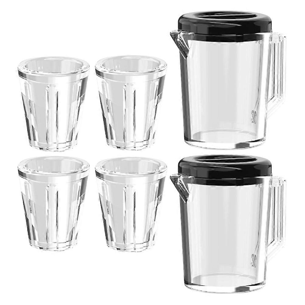 Miniature Dollhouse Transparent Water Jug for Decor 2Sets Plastic Set