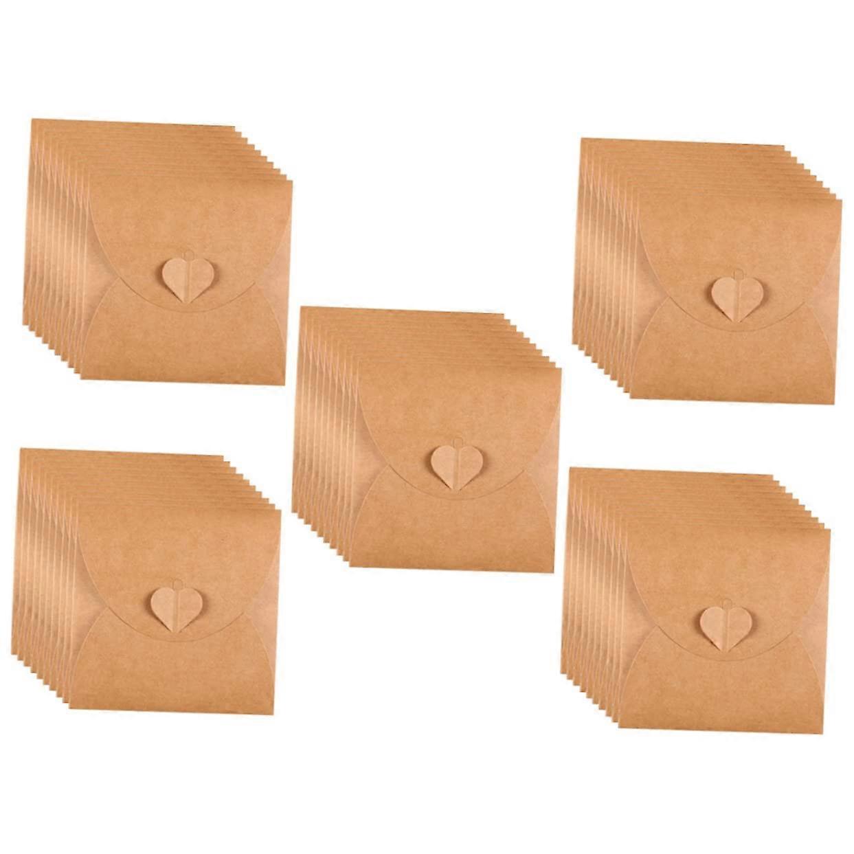 50Pcs Vintage Kraft Paper CD DVD Storage Sleeves with Heart Button Dustproof ScratchResistant