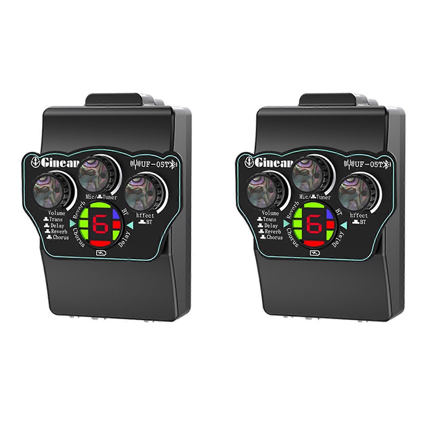 2X Ginean UF-05T Guitar Resonance Pickup Built-in Reverb Chorus Delay Effect with Microphone