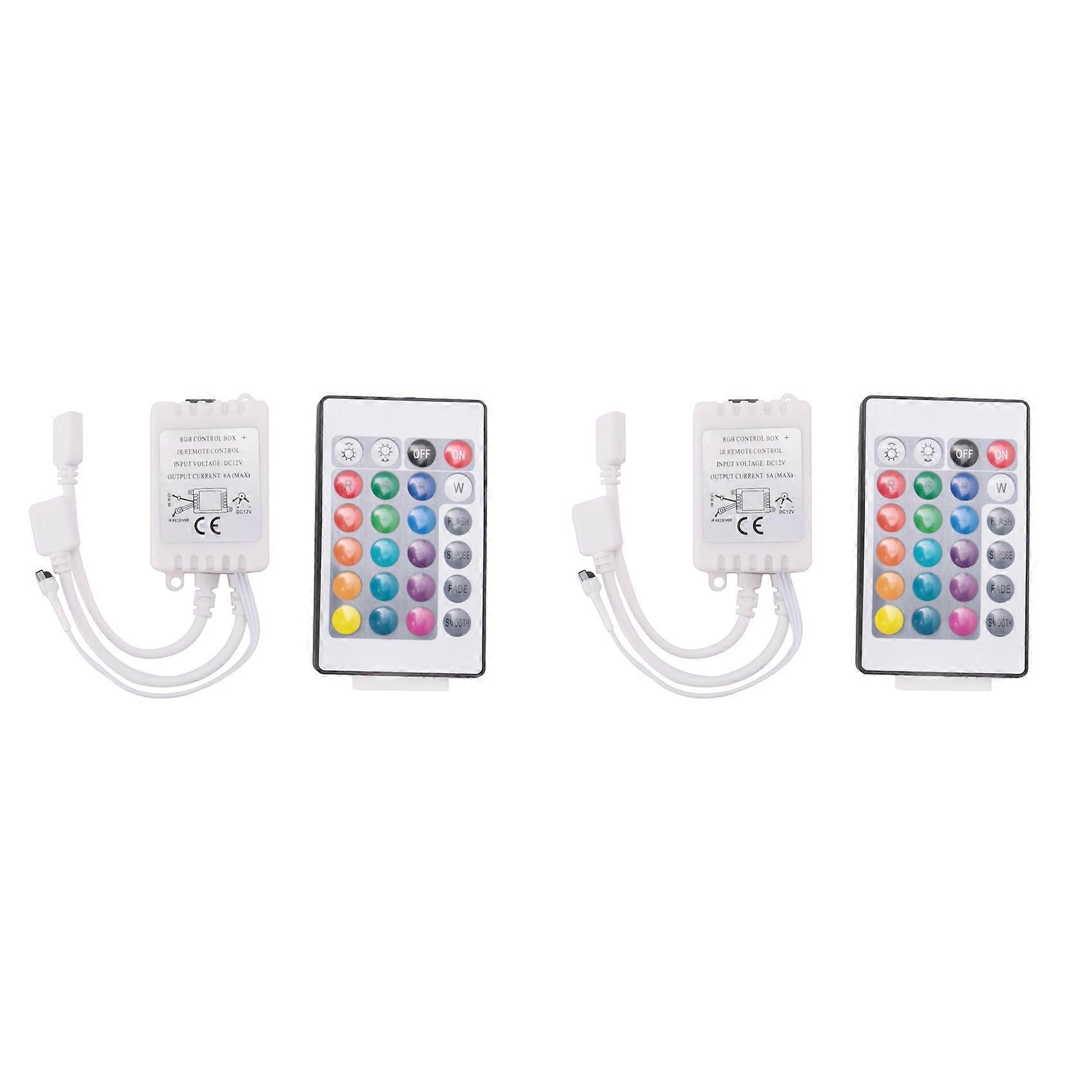 2X LED Strip Lights Controller,Controller RGB LED Strip Light Controller + Infrared Remote Control 24 Keys