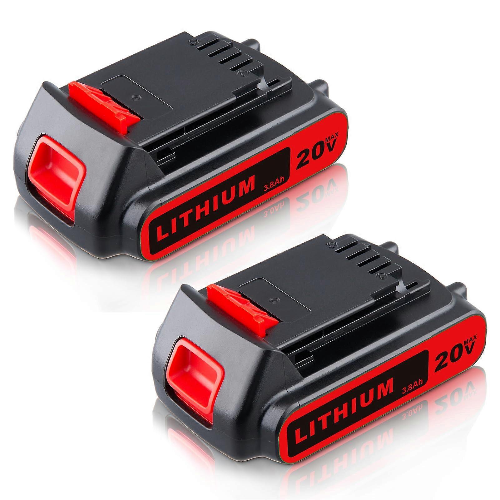 20V Battery 3.8Ah LBXR20 Replacement with Extended Runtime for Black and Decker Cordless Tools 2 Pack