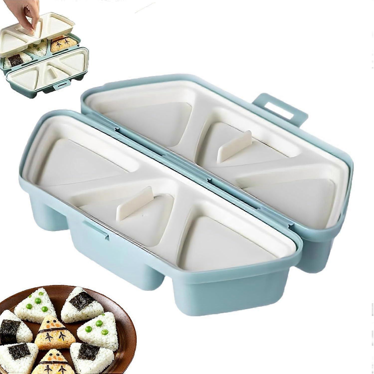 6 in 1 Onigiri Mold Triangle Sushi Maker Foldable NonStick 6Cavity Rice Ball Press for Bento