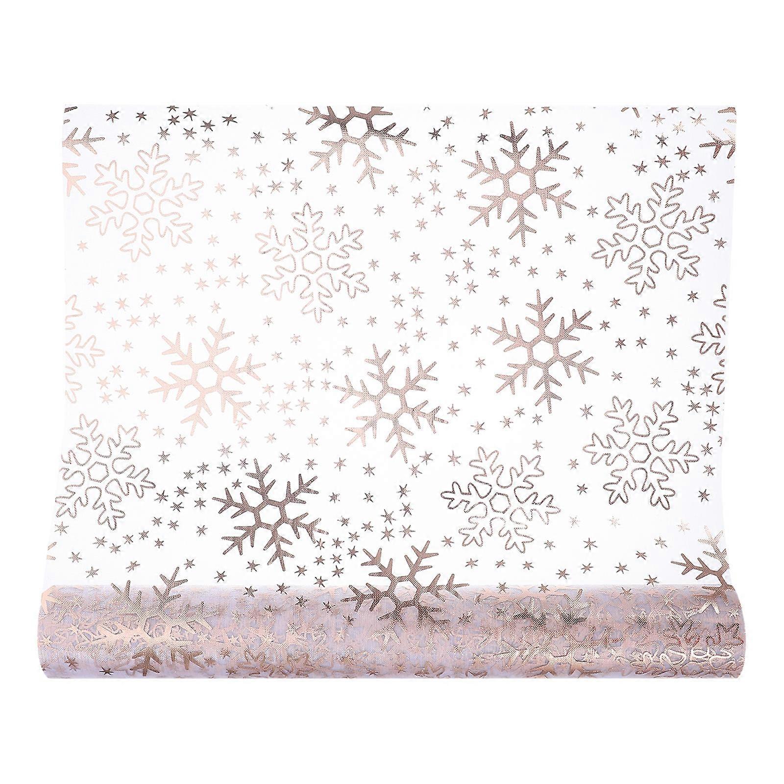 Elegant Table Decor Rectangular Snowflake Pattern Rose Gold Thanksgiving Dinner Wedding Everyday Use 2742.00X28.00X0.05CM Polyester 1 Roll