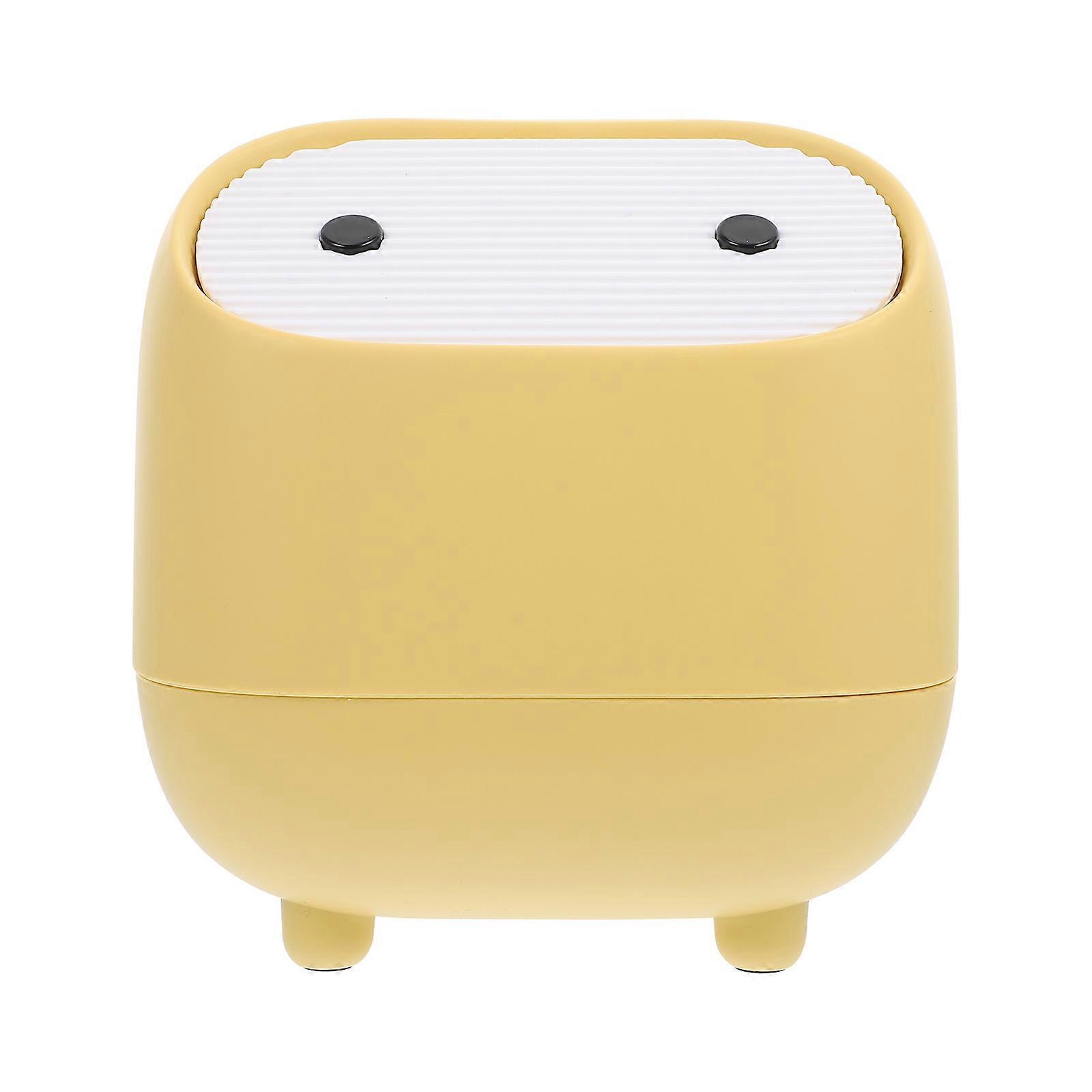 Yellow Double-Deck Desktop Trash Can for Storing 1Pcs Mini Waste Bin
