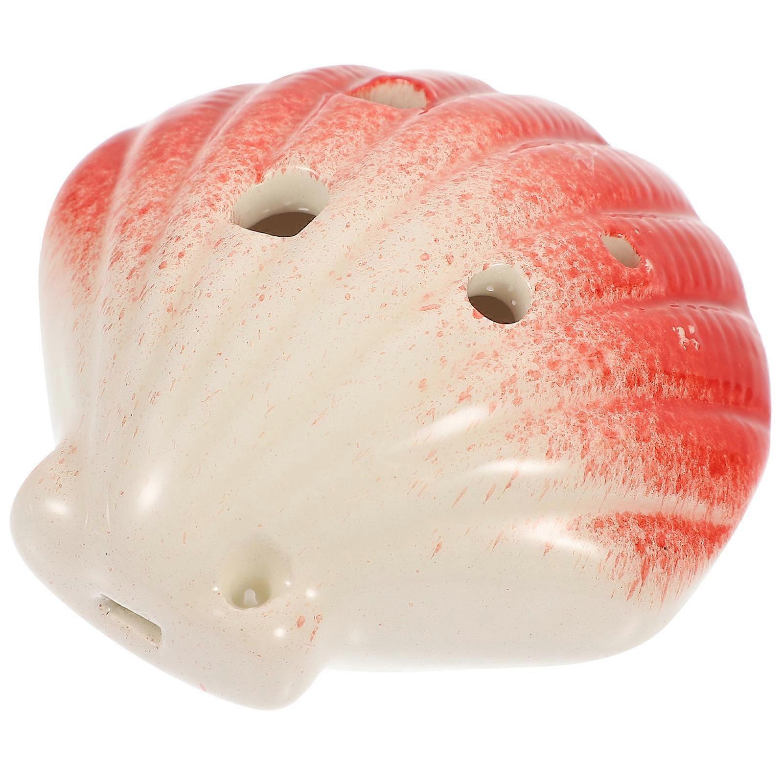 Durable Ocarina Musical Instrument For Beginners Red Shell Shape Ceramic 1Pack