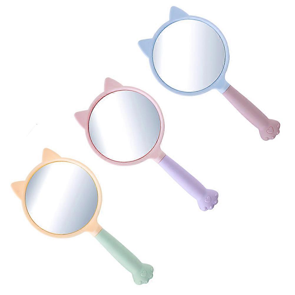 Hand Held Cat Mirror Makeup Mirrors for Daily Use with Handle 3Pcs