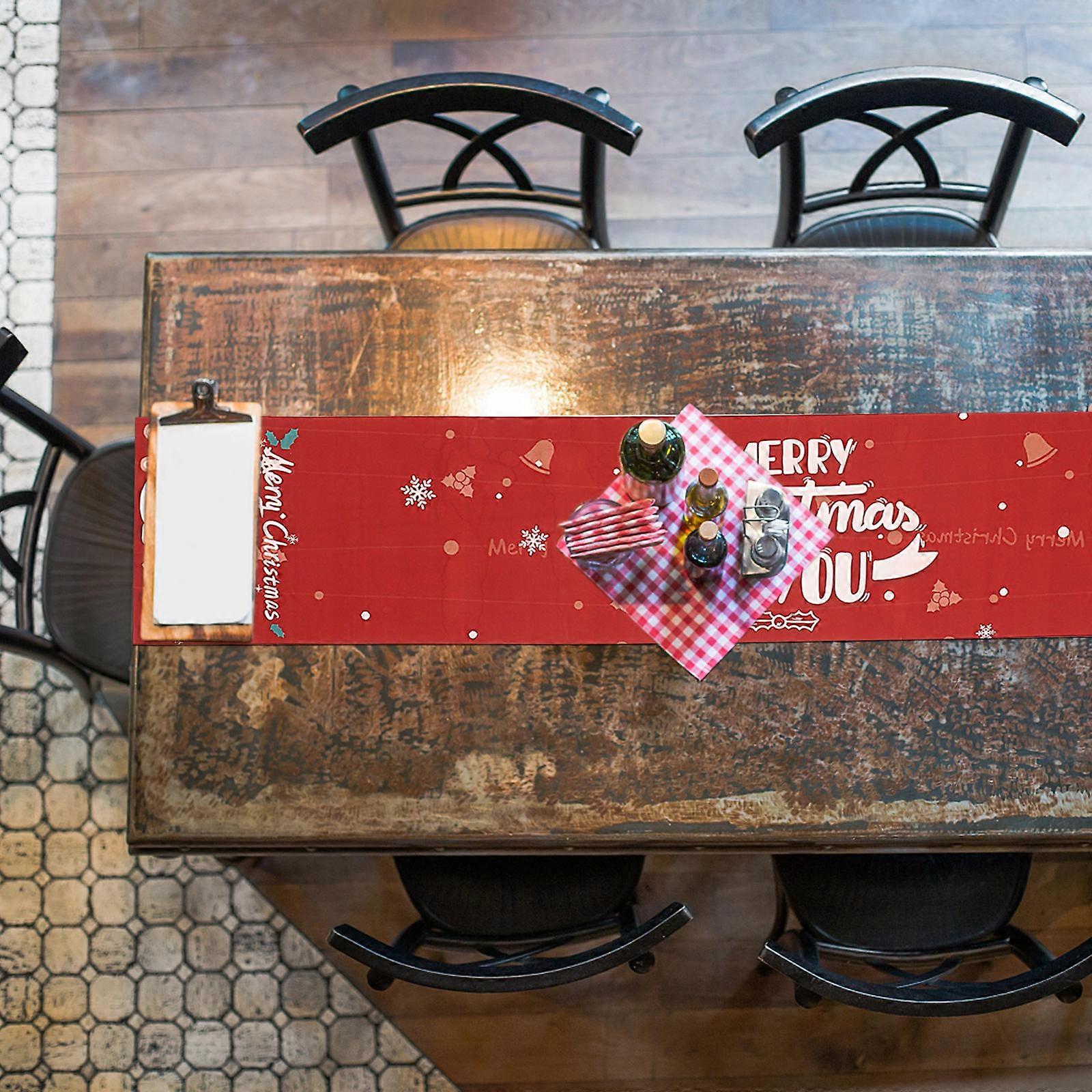 Festive Table Runner For Picnic Table Christmas Events Red Waterproof 1Pcs