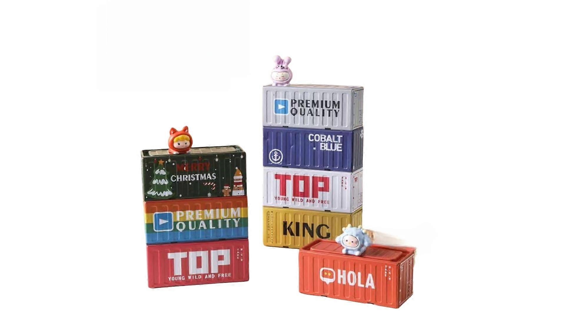 8Pack Mini  Containers with Lids, Colorful Stackable Storage Boxes for Desk Decor and Small Items (11.5x5x5cm)