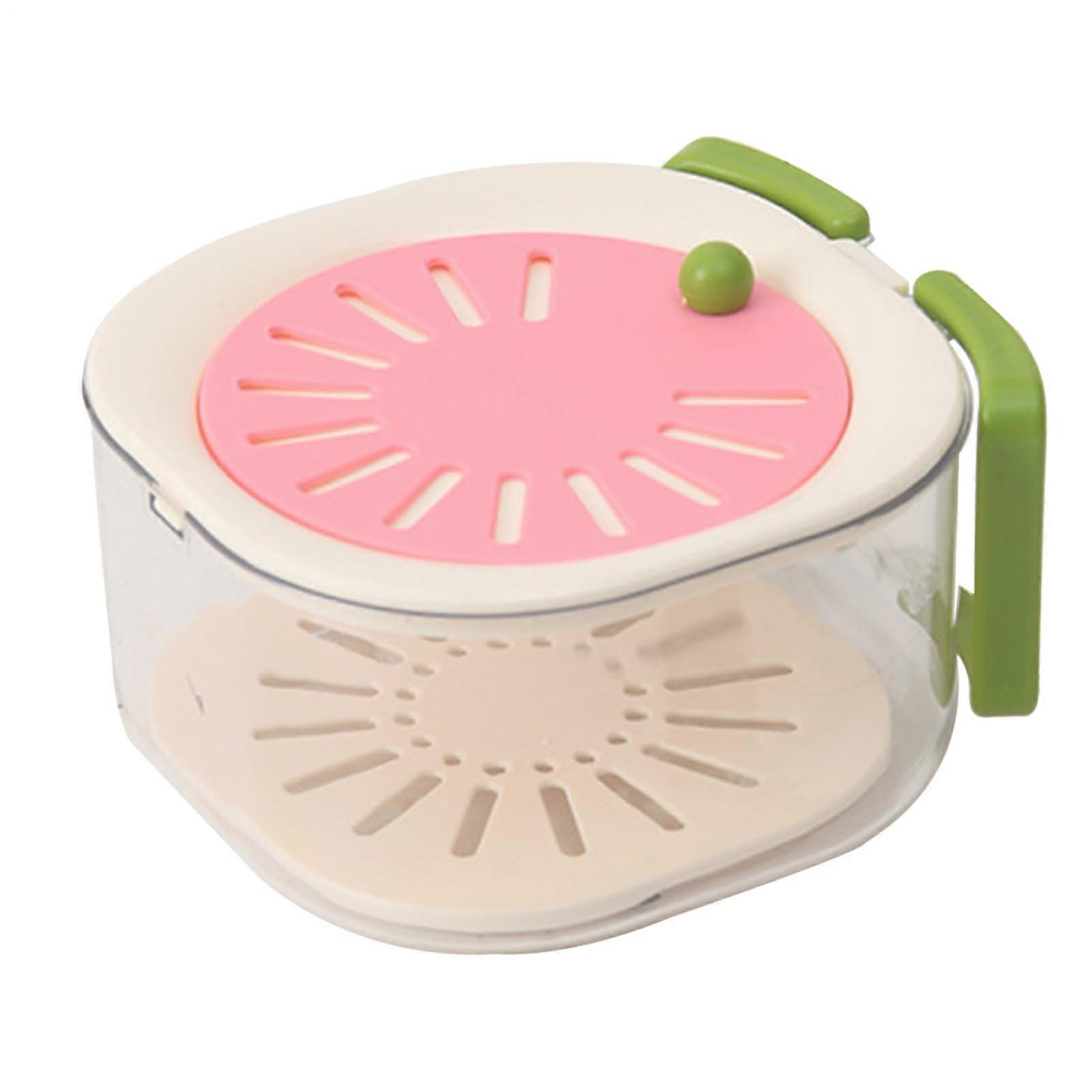 Fruit Strainer Colander Bowl with Foldable Handle and Drain Board for Kitchen Storage, Picnic Pink