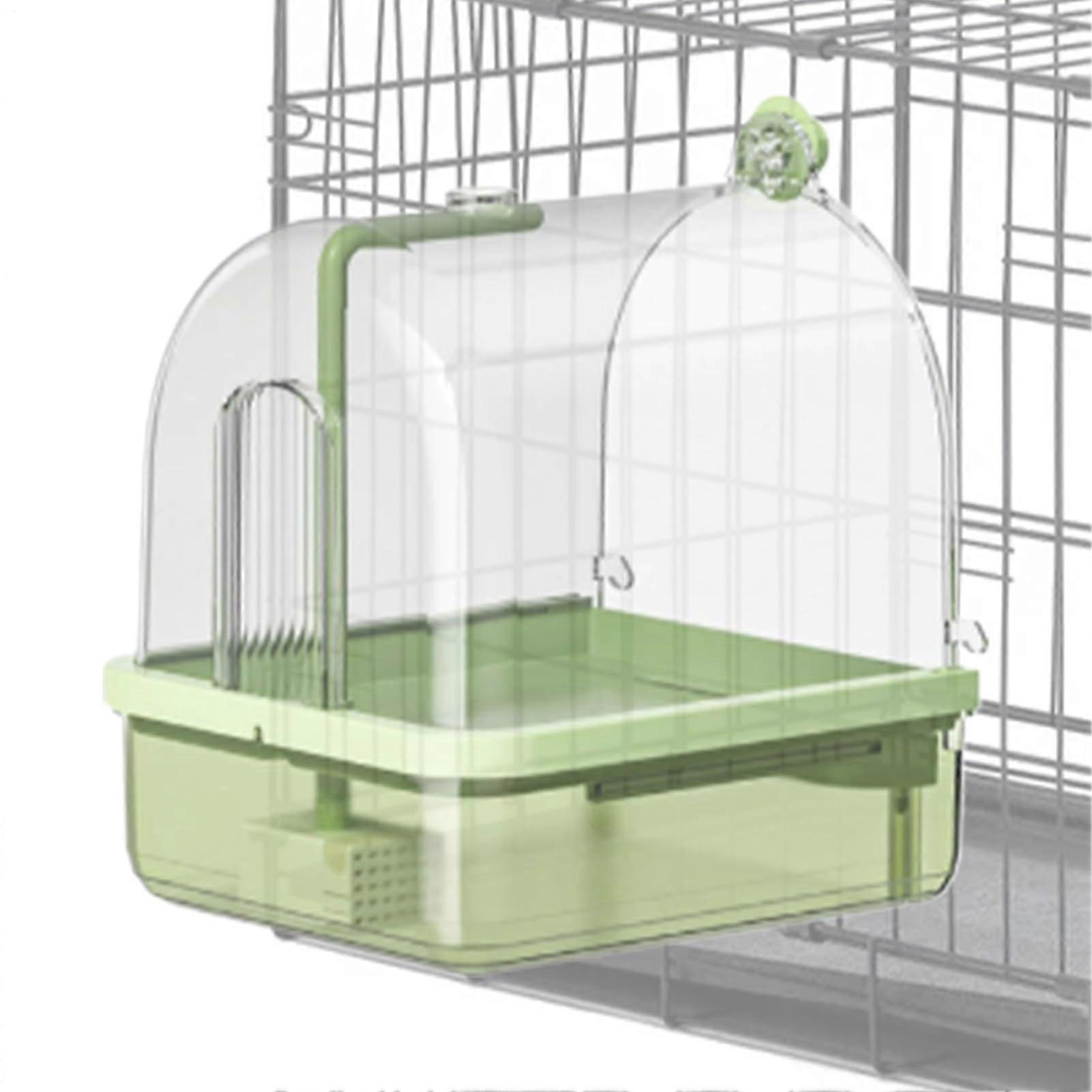Automatic Bird Cage Bath with Dual Shower Modes, Clear Large Capacity for Parakeets and Small Parrots