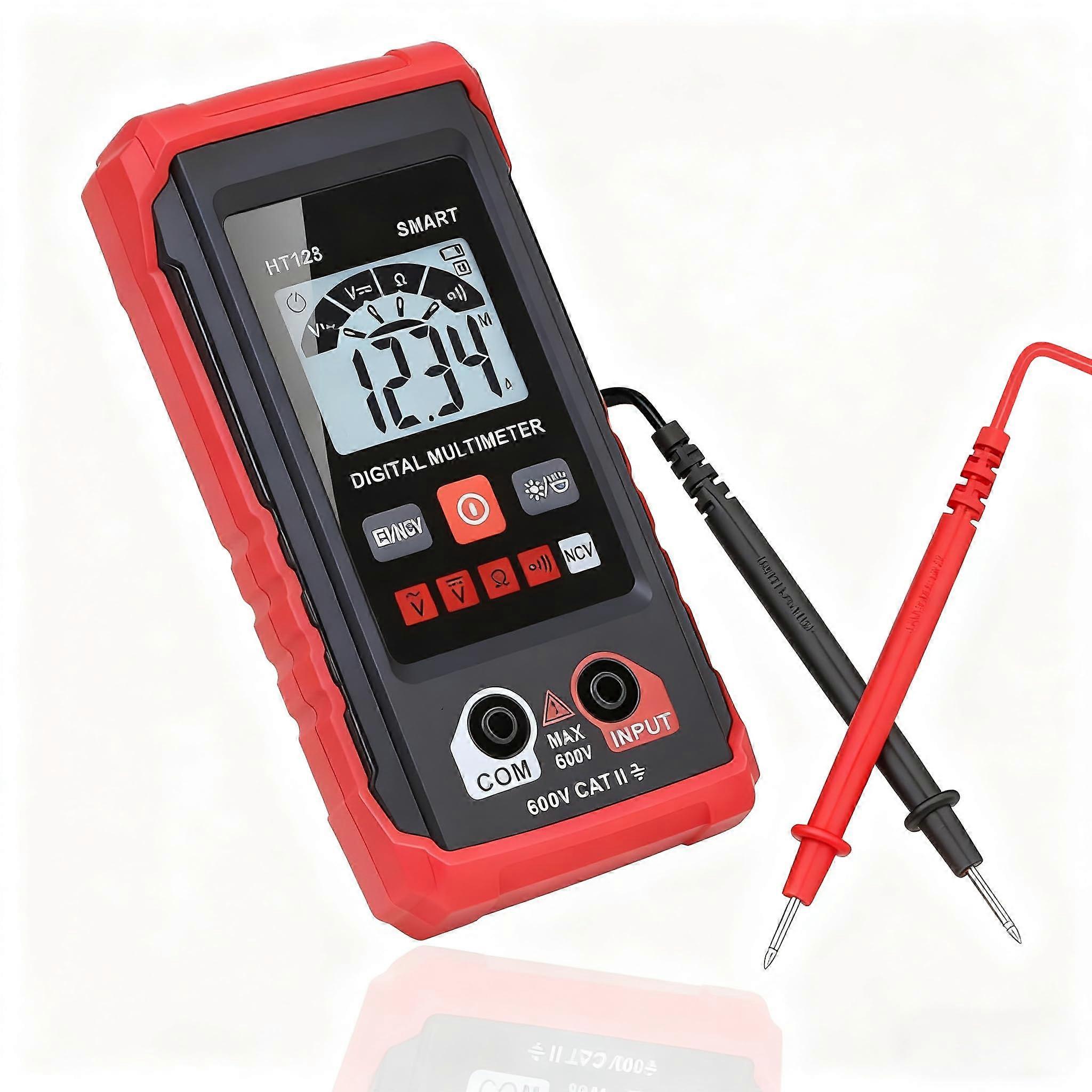 HT123 Smart AutoRanging Digital Multimeter with NonContact Voltage Detection, Red