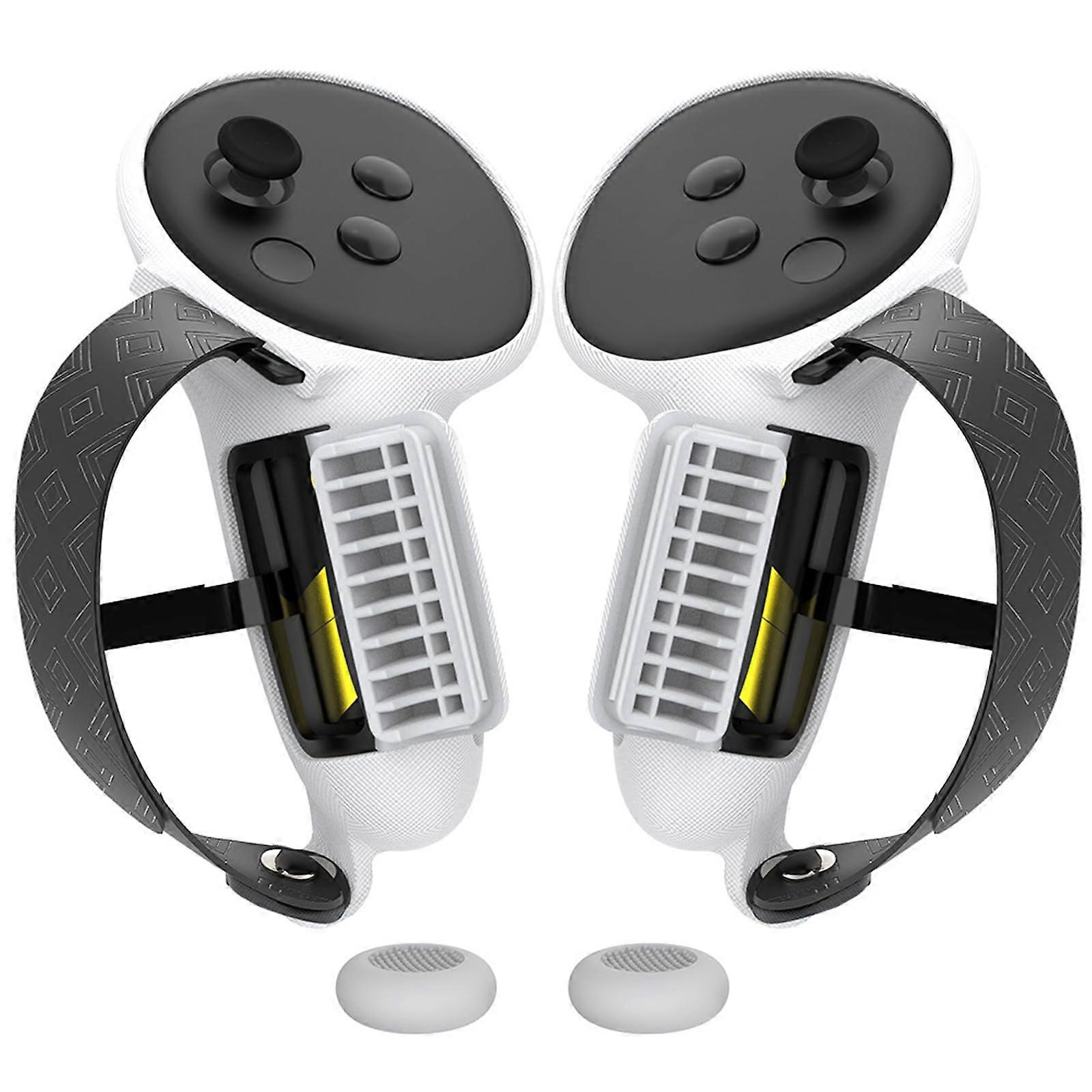 Silicone AntiSlip Grip Protective Case Cover with Strap for Full Protection White for Quest 3S Controller