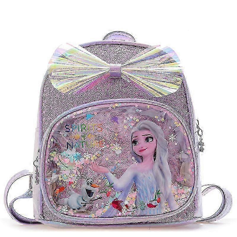 Elsa Anna Frozen Sequins Backpack: Glitter School Bag for Girls, Kawaii Fashion with Pu Leather & Travel-Style