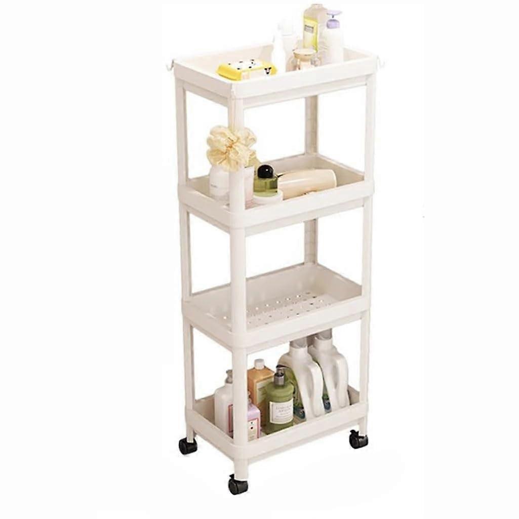 4Tier Slim Rolling Storage Cart with Wheels, SpaceSaving Utility Trolley for Kitchen Bathroom