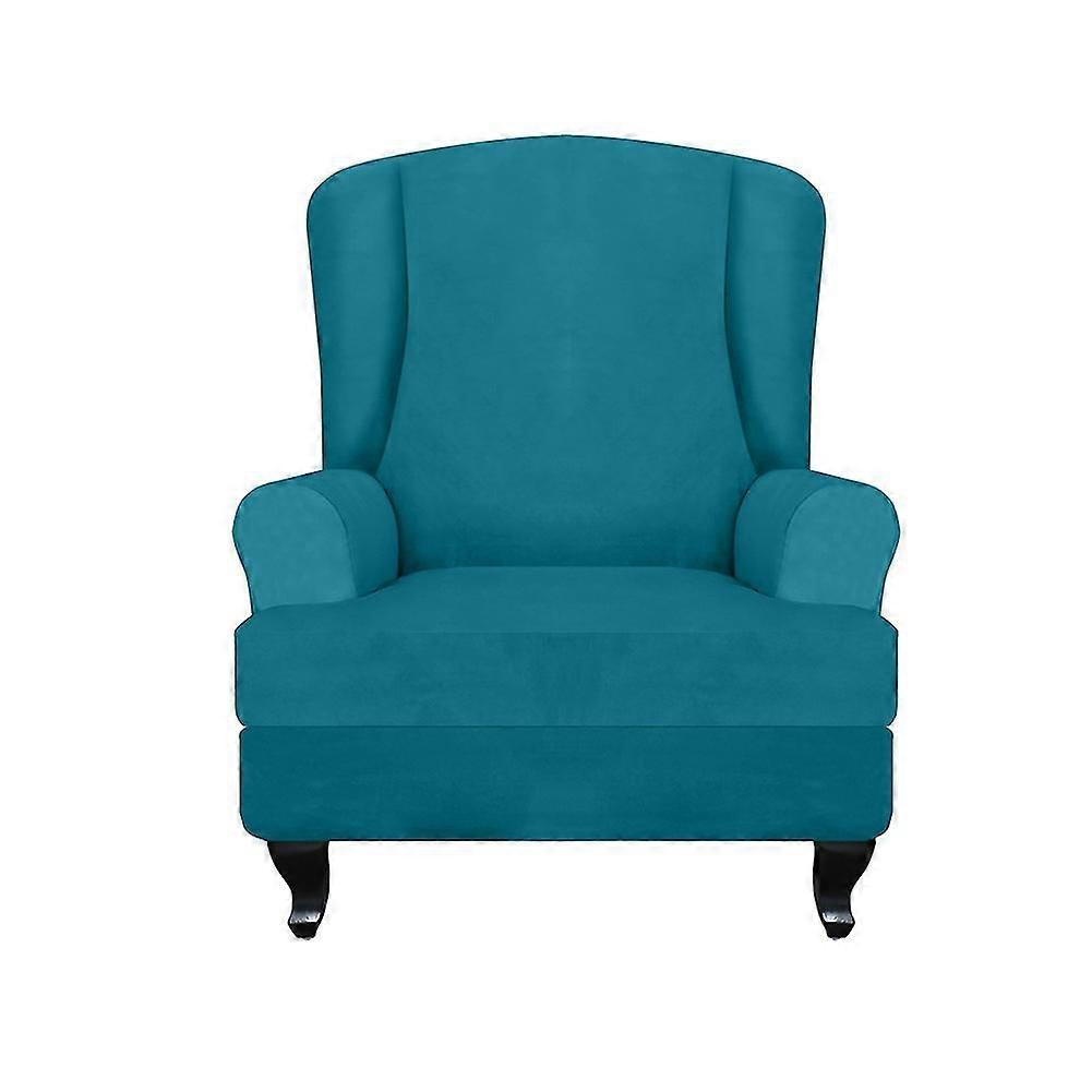 High Elastic Soft Suede Wingback Chair Cover Non-slip Solid Color Stretch Protector For Sloping Arm