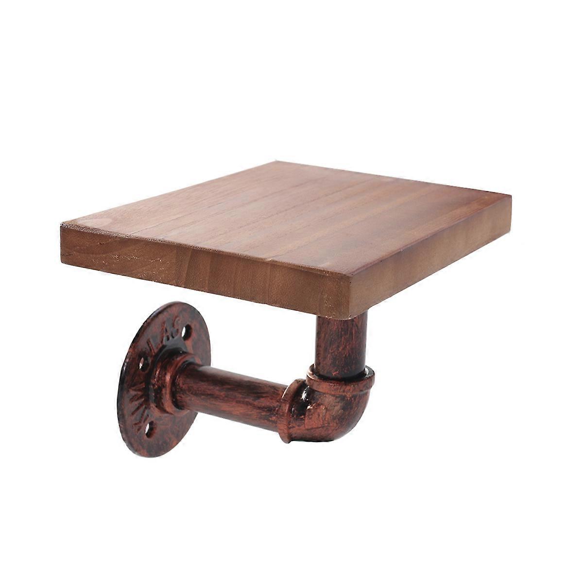 Wrought Iron Solid Wood Partition Rack for Holding Use with Brown Finish