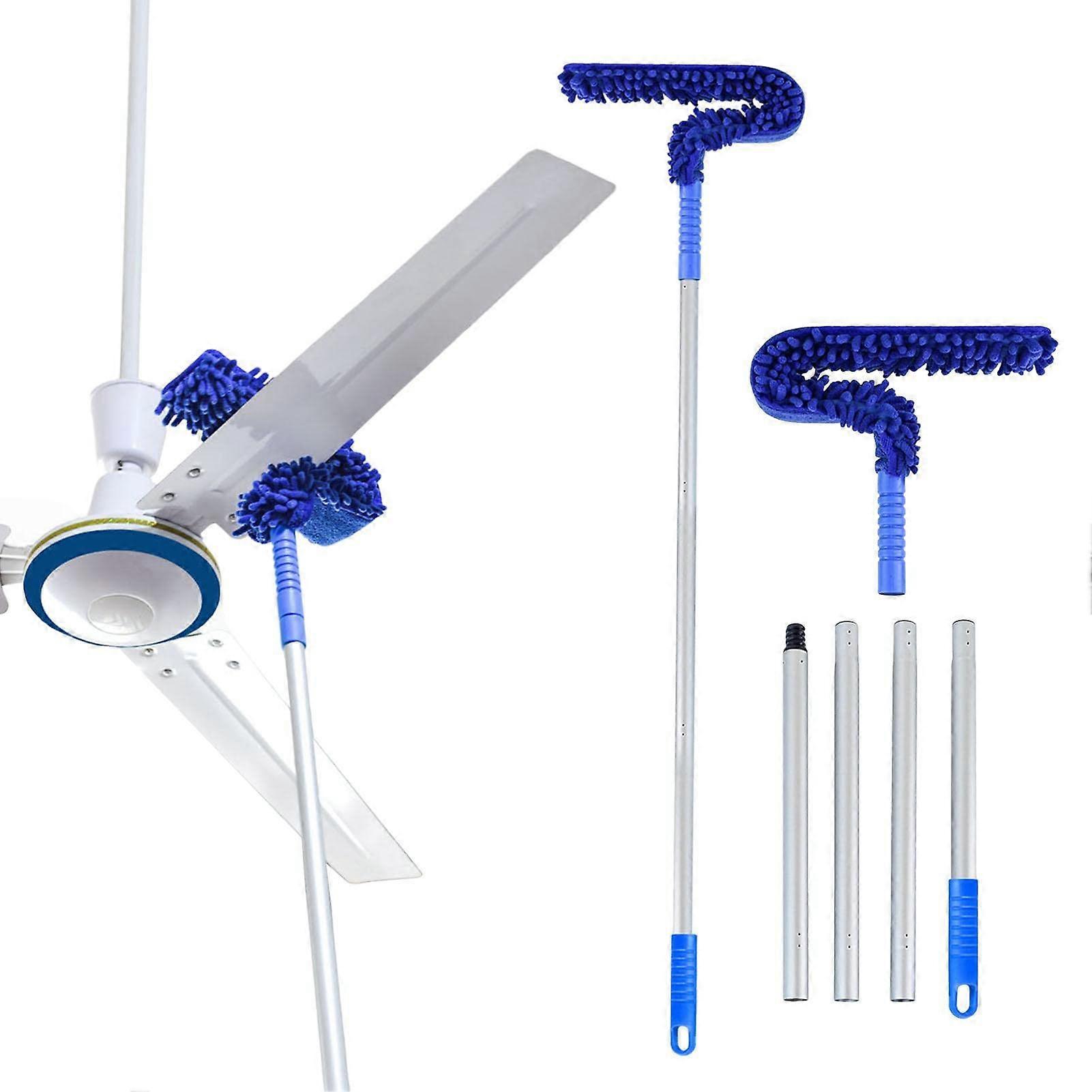 Extendable Microfiber Ceiling Fan Duster with ThreeSided Brush, 55Inch Pole and Washable Head