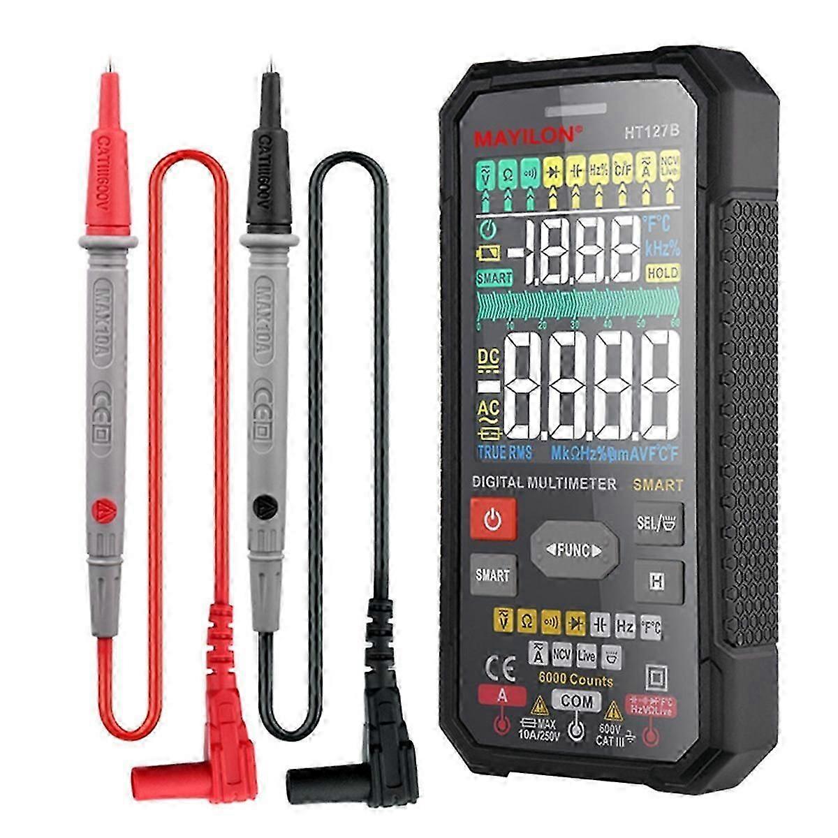 HT127B Digital Multimeter 6000 Counts Universal Meter Auto Range True RMS Multifunctional Meter NCV Tester