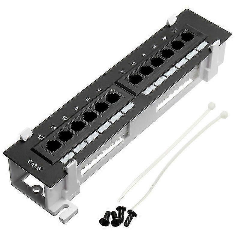 Network Tool Kit 12 Port CAT6 Panel RJ45 Networking Wall Mount Rack with Surface Wall Mount Bracket