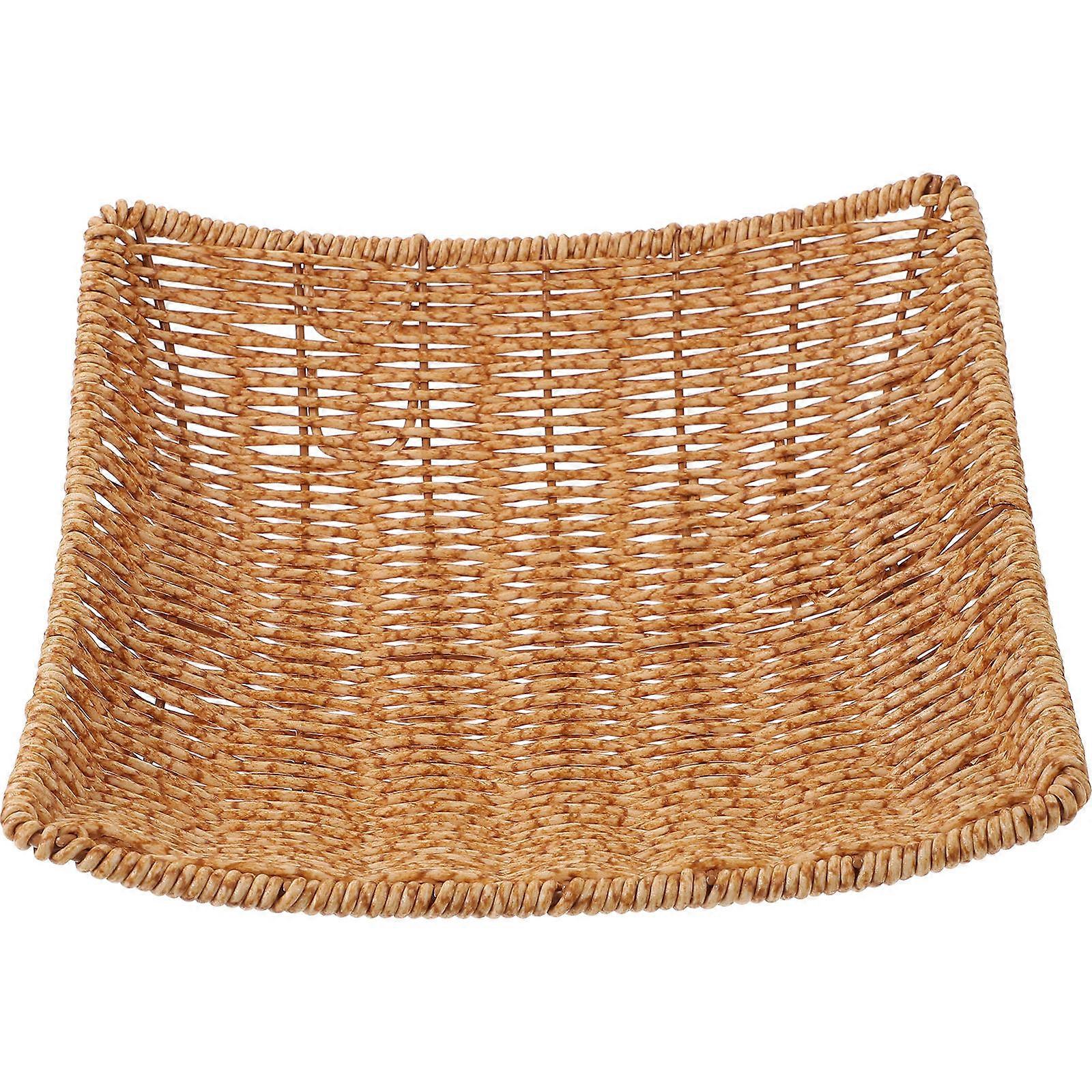 Simulation Rattan Storage Tray Bread Serving Dish for Fruit 2Pcs Pack