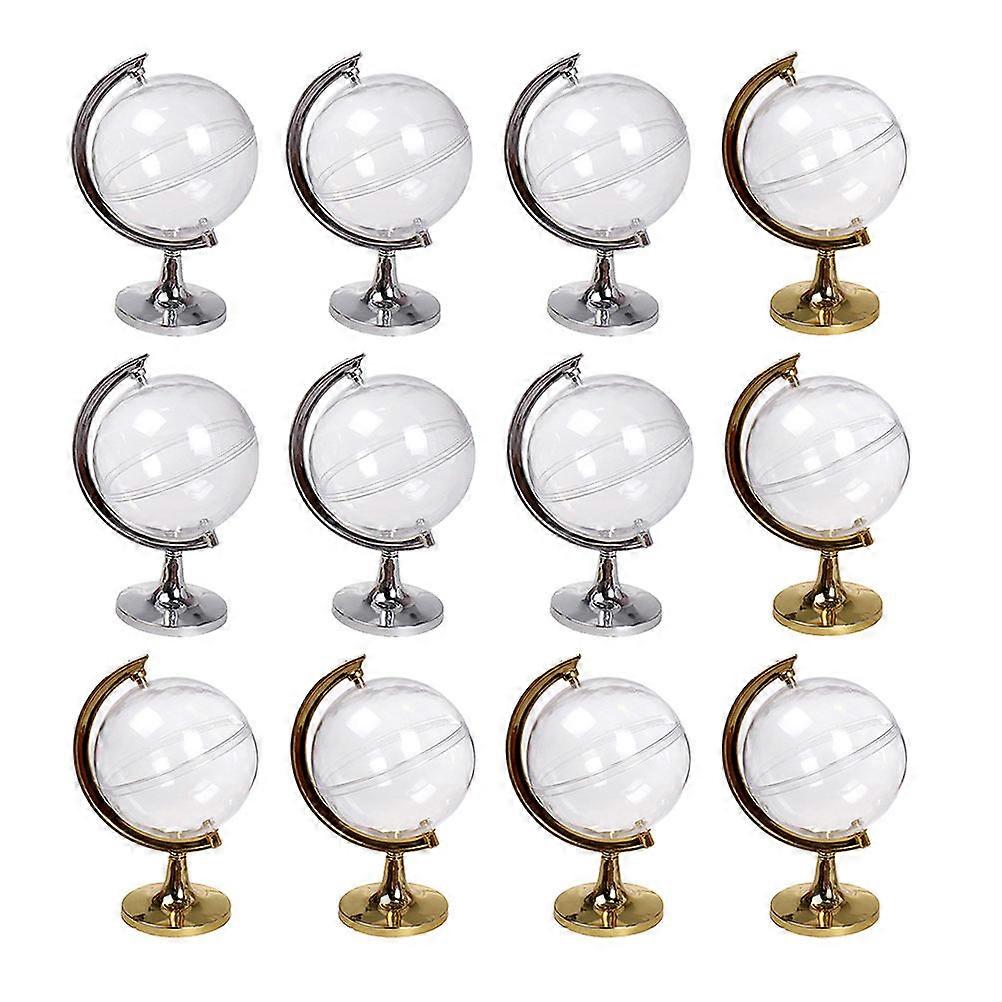 Plastic Gift Boxes Globe Shaped for Candy Storage 12Pcs Silver Wrapping Case