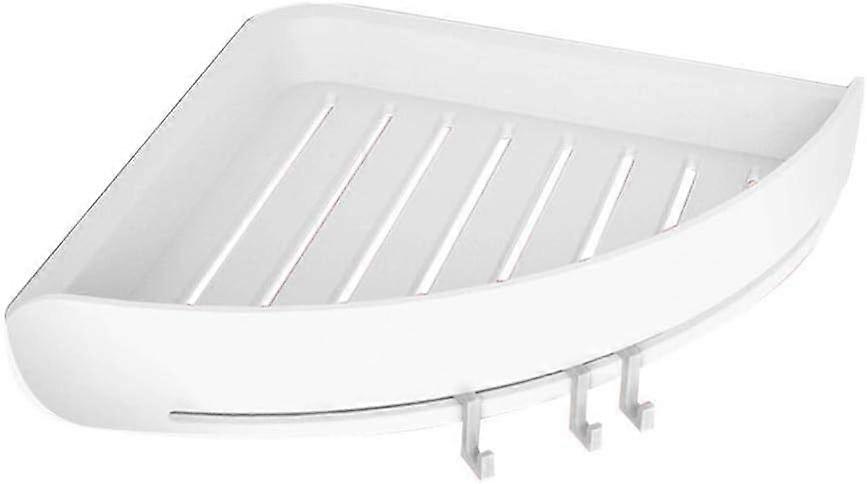 Triangular Bathroom Wall-Mounted Kitchen Shower Organizer Corner Storage Rack - White