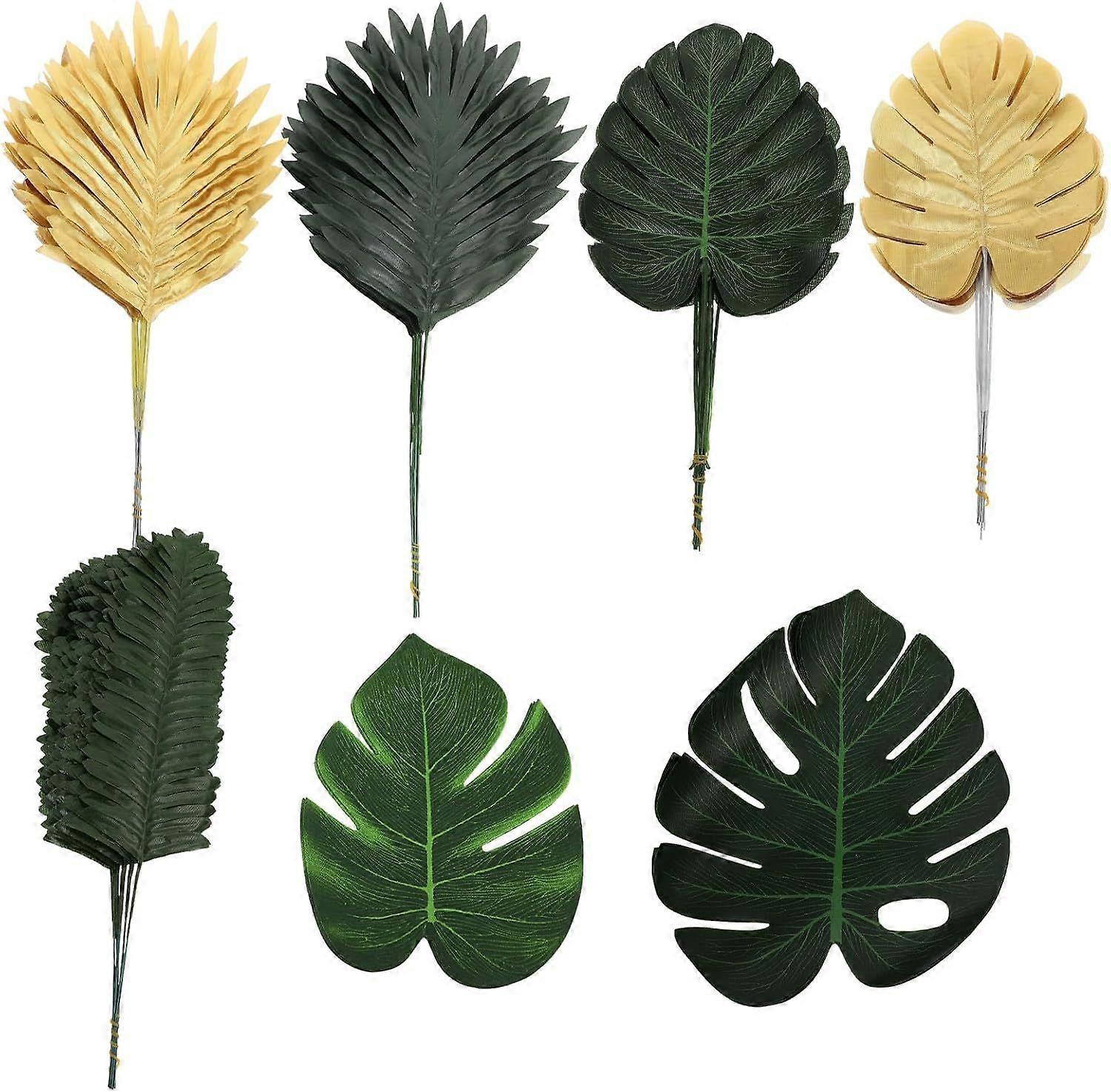 68pcs Artificial Palm Leaf Decor Set Simulation Tropical