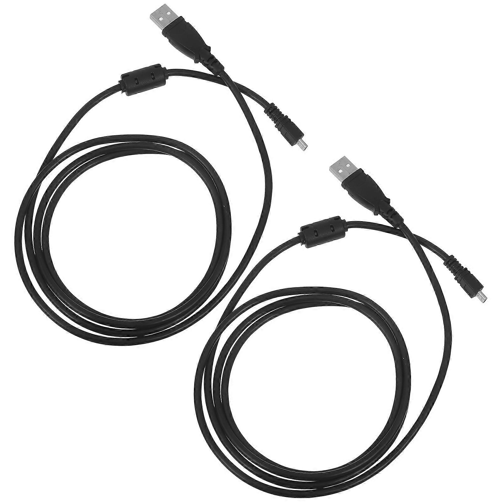 Data Cable Mini USB Camera Charging Cable for Home 2Pcs Black PVC Material