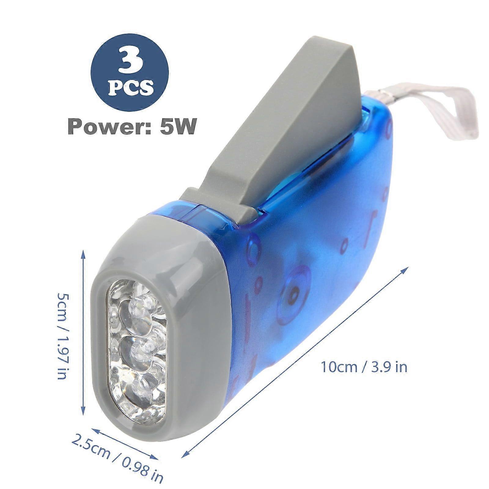 3Pcs Hand Crank Flashlight Small Flashlight Colored Flashlight 3 LED Flashlight