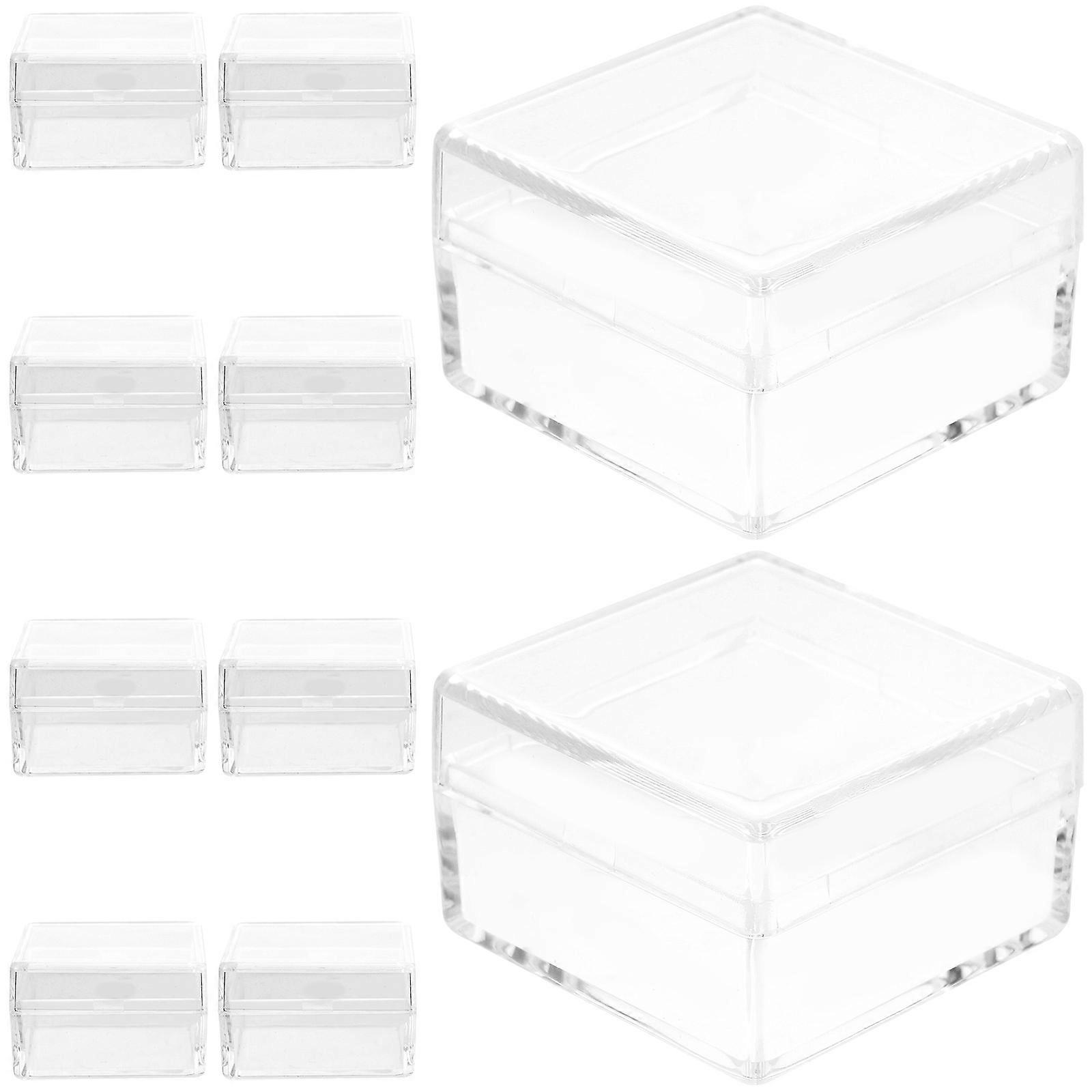 10pcs Square Transparent Boxes Sample Box Sample Storage Case Mini Storage Box