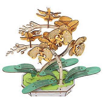 Wooden Flowers For Crafts: 3d Wooden Flower Building Blocks Set - Phalaenopsis Artificial Bouquet Craft - Diy Puzzle Kit For Party And Office
