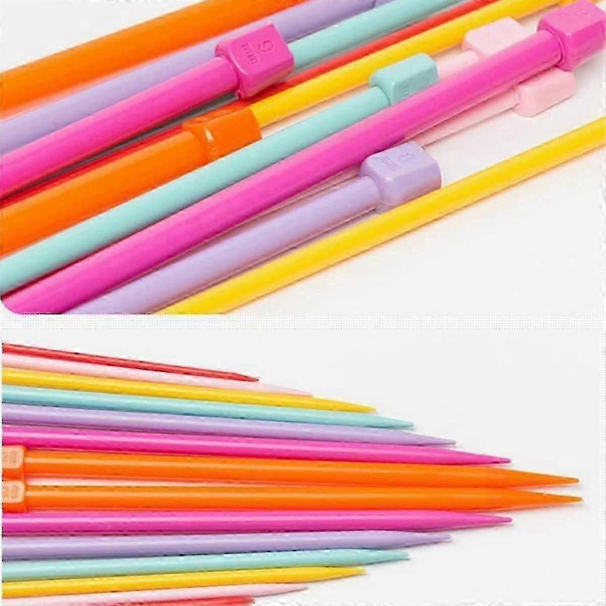 14 pcs plastic knitting needles single pointed set
