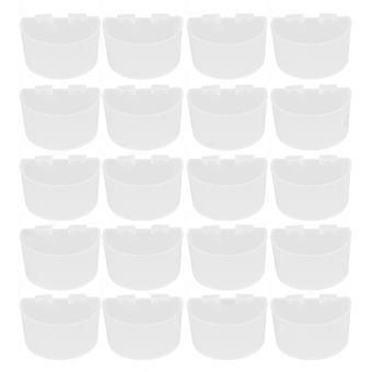 20Pcs Bird Food Bowl Plastic Parrot Water Feeding Cup Birdcage Feeder Trough Set Kit White 9s6cm / 3.54x2.36in