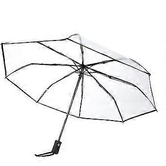 Transparent Rain Umbrella, Foldable Three Times Travel Umbrella Sun Protection