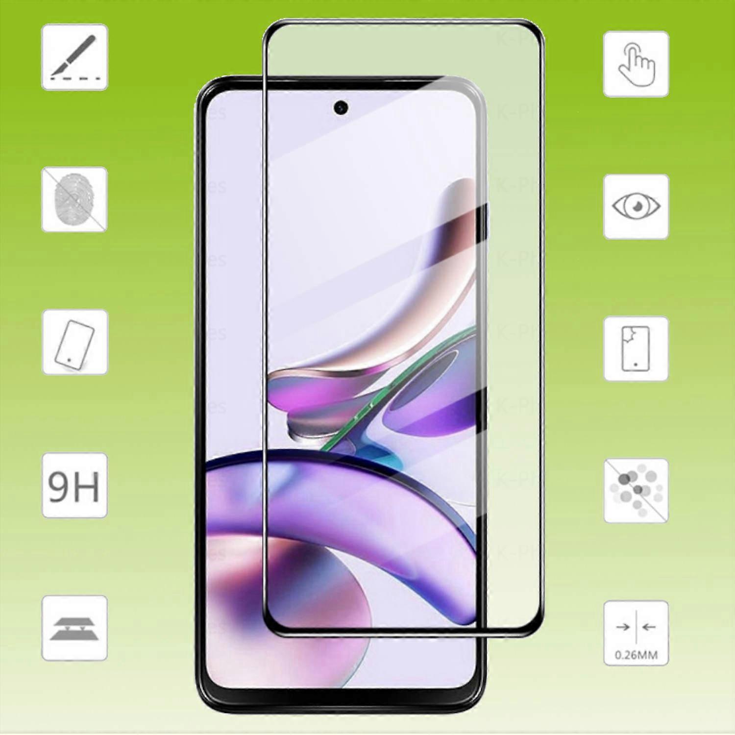 For Motorola Moto G73 2x 3D Display Full LCD H9 Tempered Glass Film Side Protector
