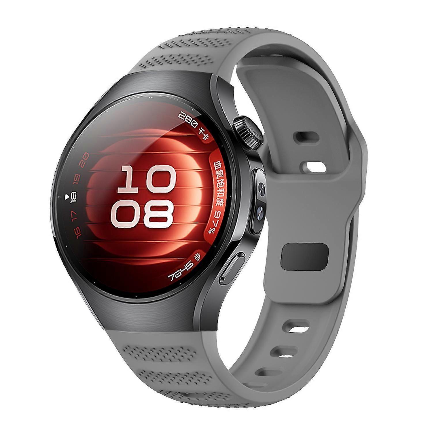 For Huawei Watch 5 46mm Polka Dot Design Buckle Silicone Replacement Arm Band Grey