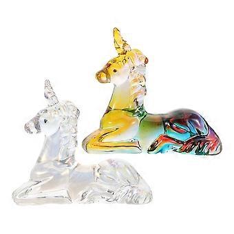 2pcs Crystal Unicorn Figurine: Unique Animal Sculpture For Home Decor - Miniature Crystal Ornament For Desktop Decoration