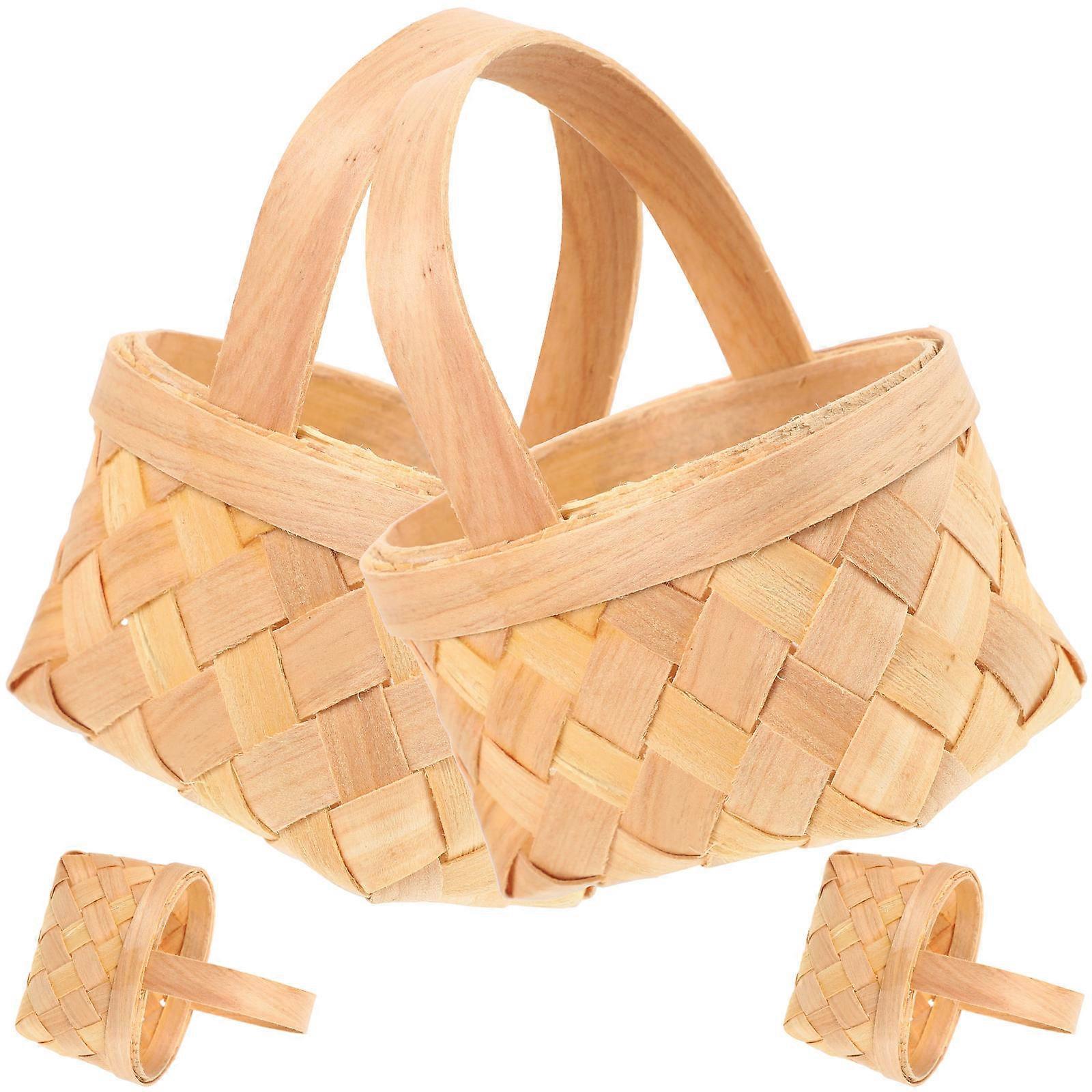 4pcs Simple Hand-woven Baskets Pretty Flower Baskets Practical Gift Baskets