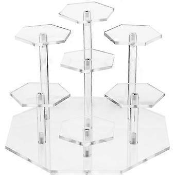 Suporte de acrílico multicamadas para exibição de 2 estatuetas.