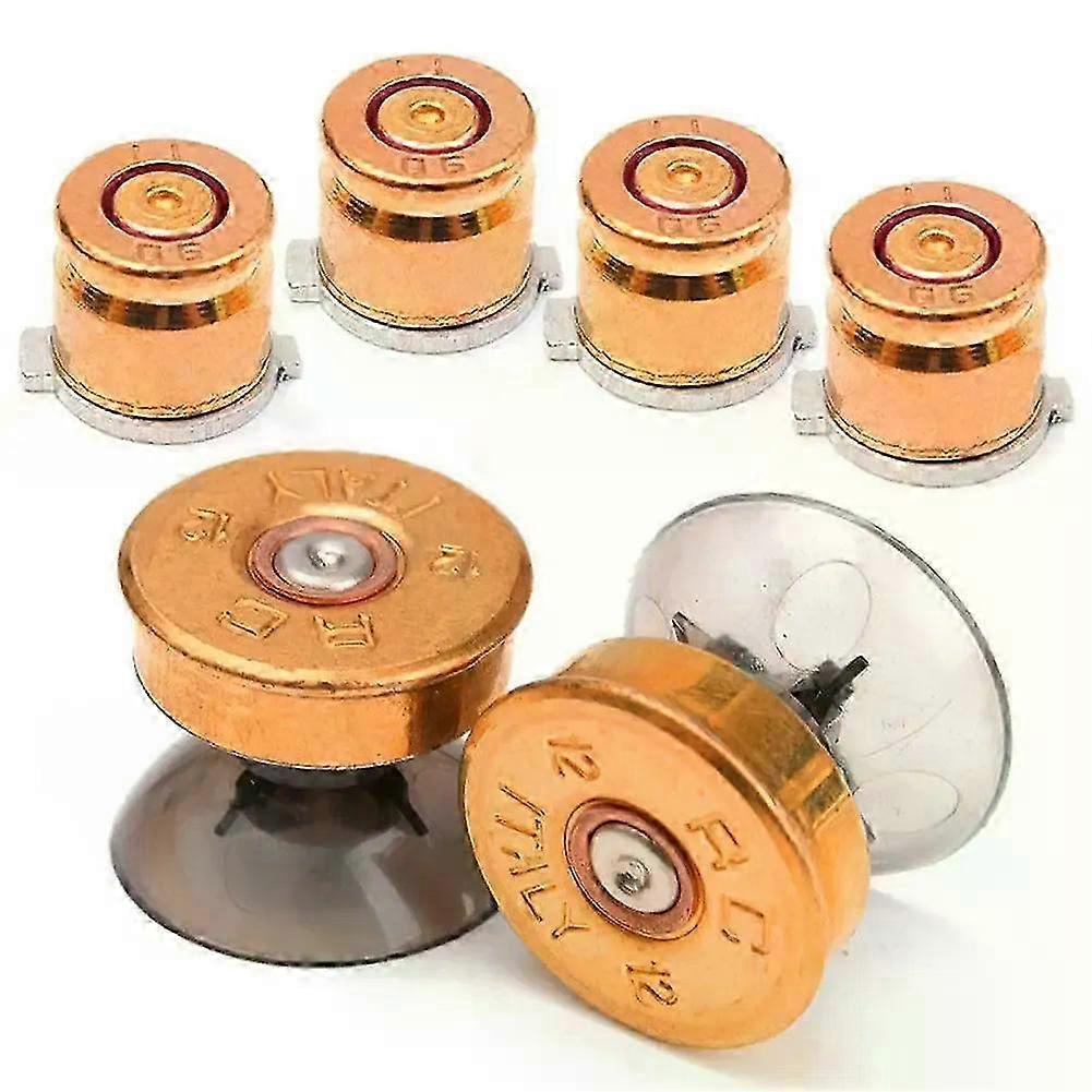 6Pcs Replacement Metal Buttons Thumbstick Kit compatible with PS4/PS3 Controller Home Button Return Back Power Switch Key Repair