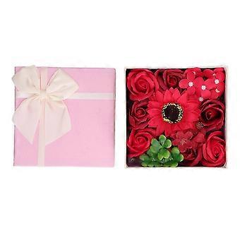 Simulation Flower Bath Soap Women Exquisite Flower Soap Gift Box compatible Birthday Valentines Day Christmas Red PW