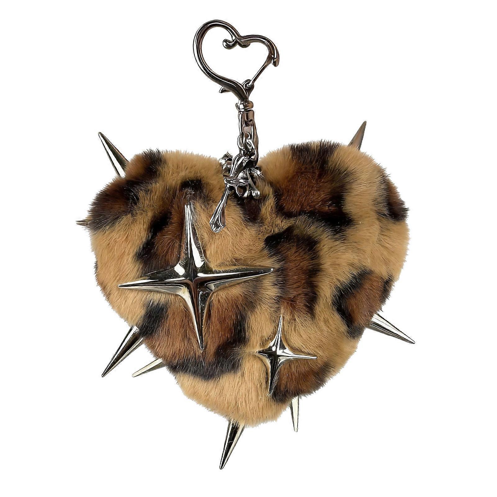 Leopard Heart Keychain for Backpack and Bag Decoration