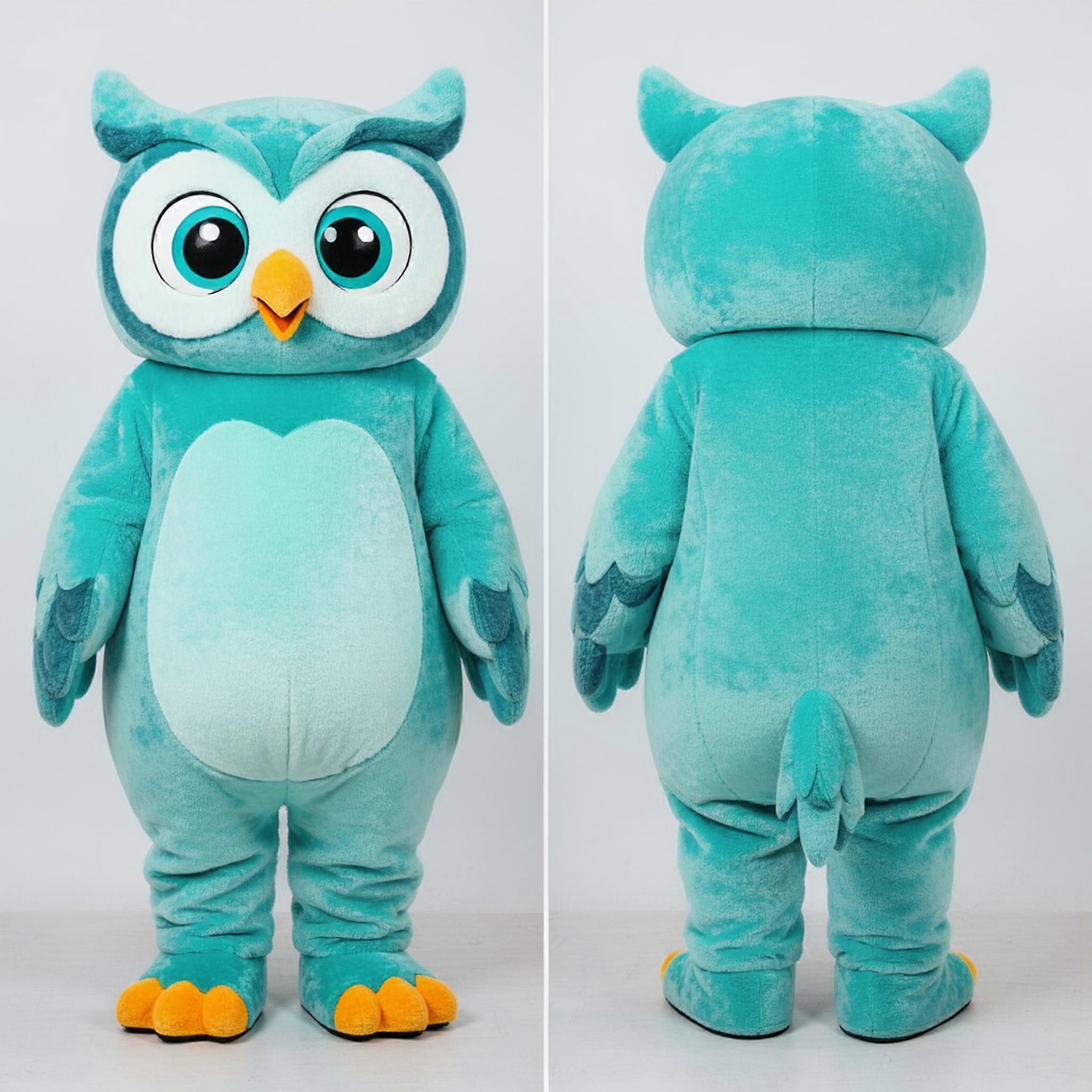 MASTICOT Turquoise Fluffy Owl Mascot
