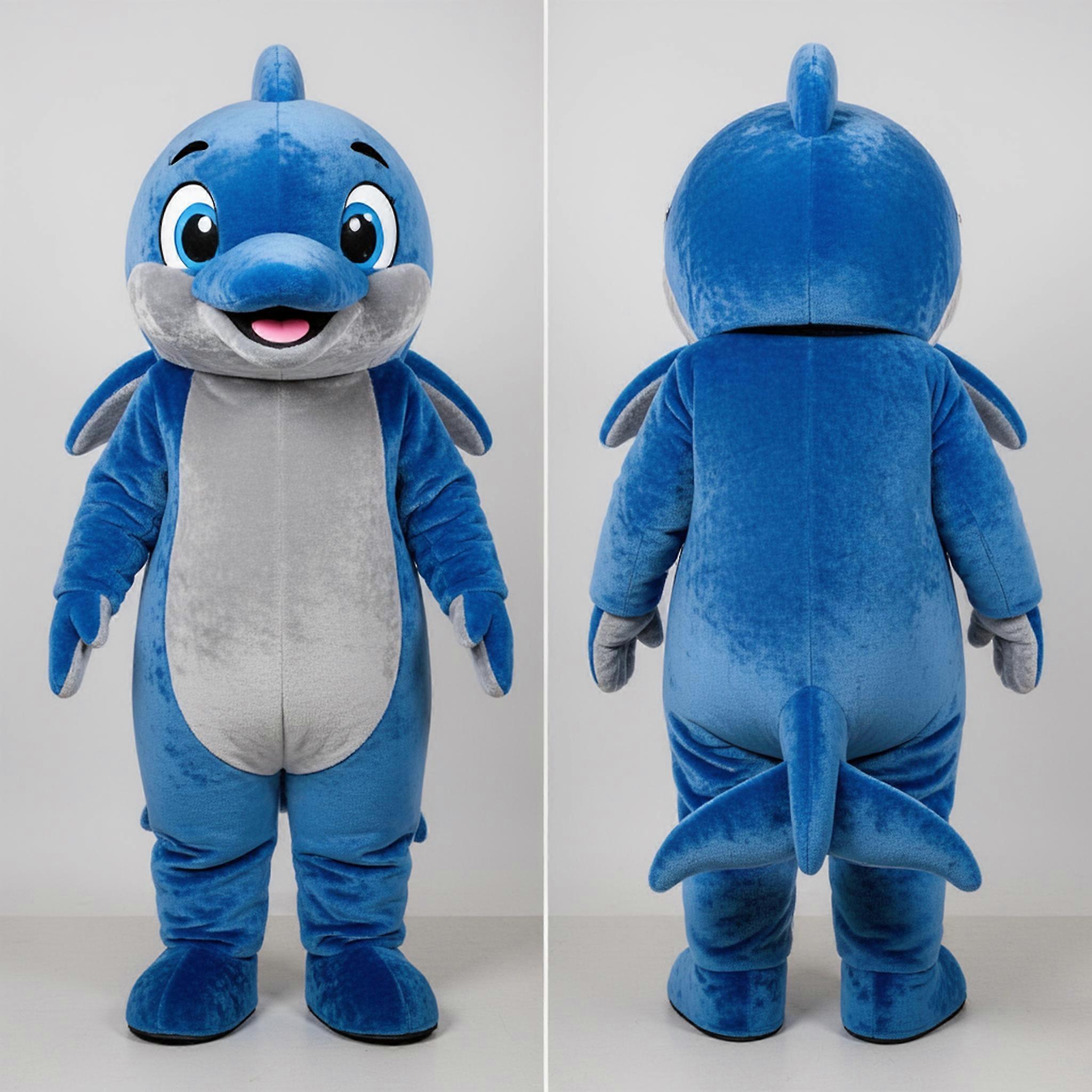 MASTICOT Vibrant Blue Cartoon Dolphin Mascot