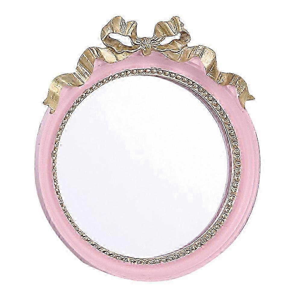 Round Resin Makeup Mirror With Bow