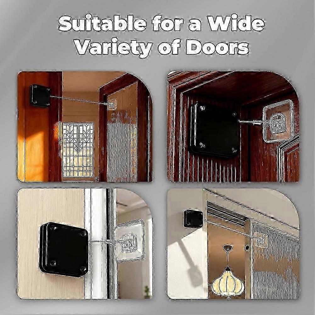 Retractable Automatic Door Closer (4pc), Tool-Free Installation, 3.5 lb Pull